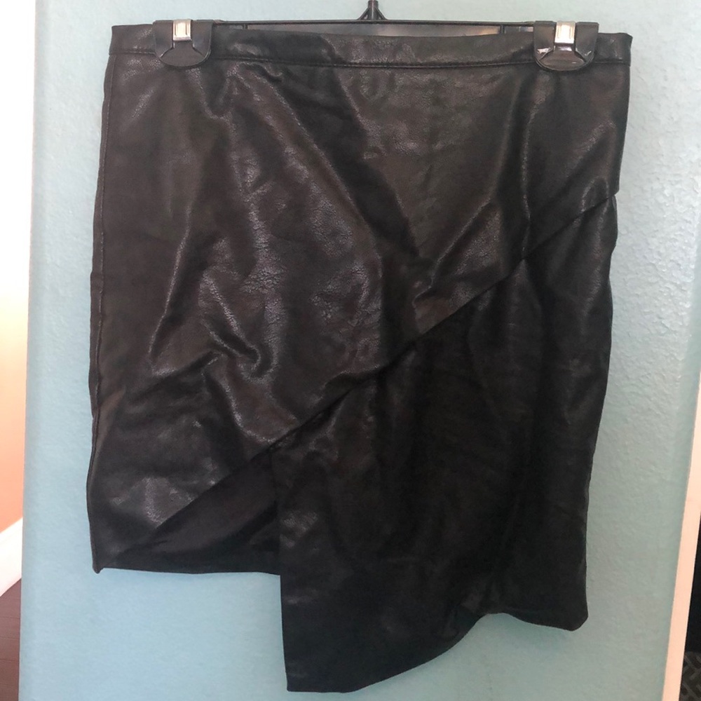 Forever 21 Leather Mini Skirt Asymmetrical